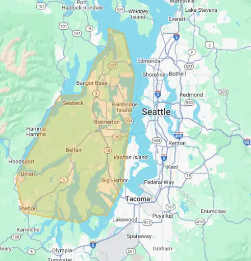 Map of service area that mobile services covers